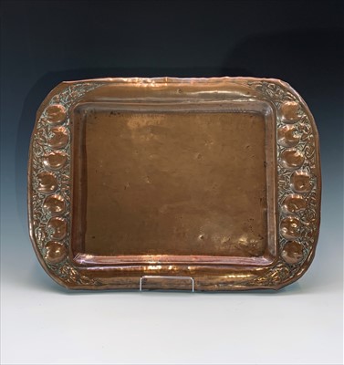 Lot 221 - An Arts and Crafts period copper tray, the...