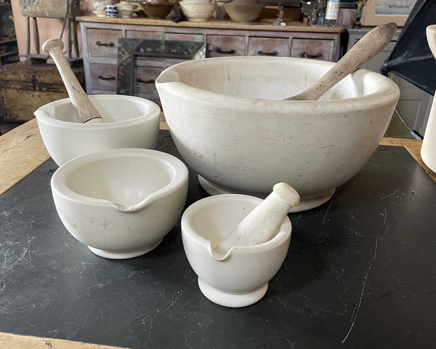 Lot 30 - A large white stoneware pestle and mortar.