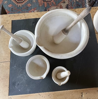Lot 30 - A large white stoneware pestle and mortar.