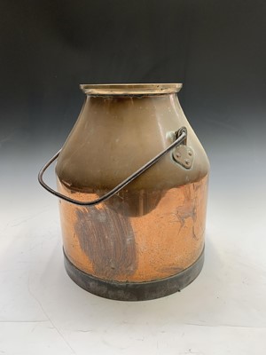 Lot 142 - A copper milk churn, with iron swing handle,...