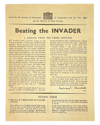 Lot 20 - (Winston Churchill and WW2) Ministry of Information Leaflet