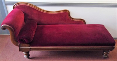 Lot 3468 - A Victorian mahogany chaise longue, the padded...