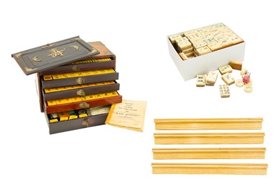 Lot 506 - A Chinese cased mahogany Mahjong set.