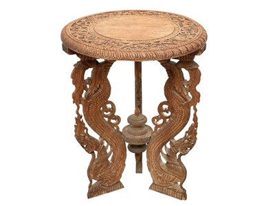 Lot 616 - A 19th century Anglo Indian carved hardwood occasional table.
