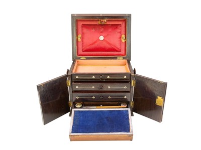 Lot 16 - A rosewood and mother of pearl inlaid work box.