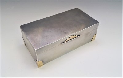 Lot 2017 - A good gold mounted silver cigarette box by...