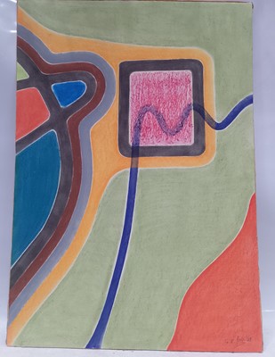 Lot 198 - A mid-century abstract, mixed media on card,...