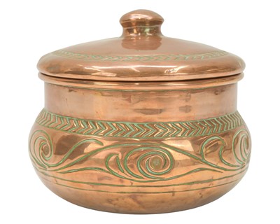 Lot 8 - Francis 'Bert' Cargeeg, a hand wrought copper pot and cover.