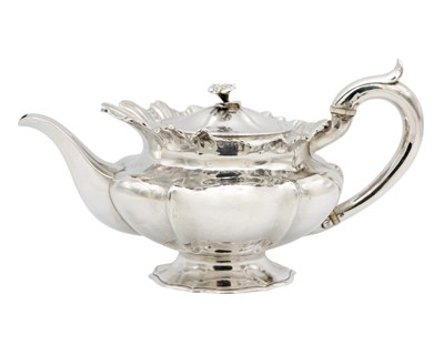 Lot 87 - A good William IV silver teapot by Benjamin Smith II.