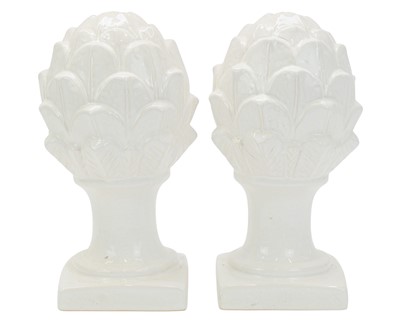 Lot 380 - A pair of contemporary glazed artichoke finials.