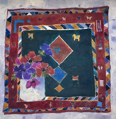 Lot 209 - Anemones with Gabbeh Rug