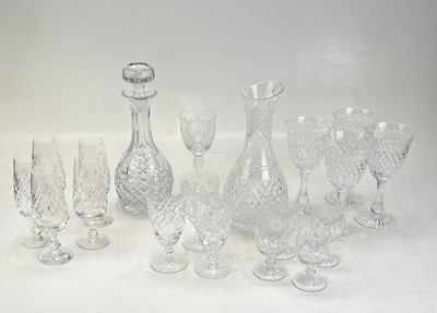 Lot 378 - A Stuart crystal wine carafe and four glasses.