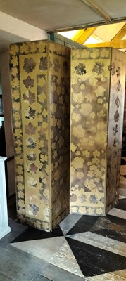 Lot 52 - A large Lyn Le Grice decorated four panel plywood room divider or screen.