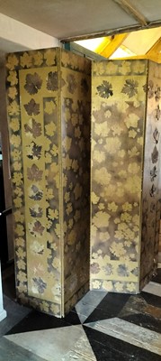 Lot 52 - A large Lyn Le Grice decorated four panel plywood room divider or screen.