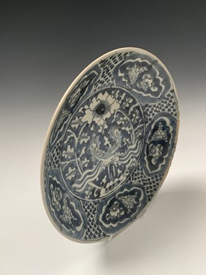Lot 2 - A Chinese blue and white pottery shallow bowl,...