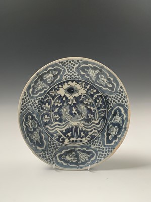 Lot 2 - A Chinese blue and white pottery shallow bowl,...