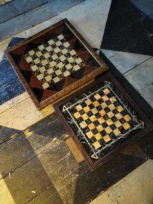 Lot 404 - Late Victorian Verre Eglomise Chess Boards