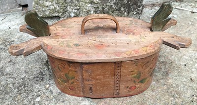 Lot 54 - A Norwegian oval bentwood tine or dowry box.