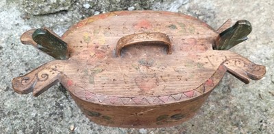 Lot 54 - A Norwegian oval bentwood tine or dowry box.