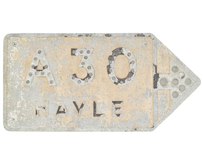 Lot 23 - Local interest: An A30 Hayle road sign.