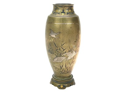 Lot 542 - A Japanese bronze and mixed metal vase, Nogawa workshop.
