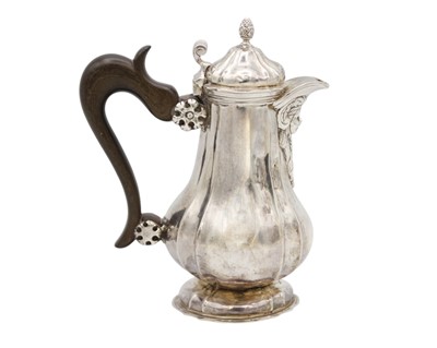 Lot 130 - A mid-18th-century continental, possibly Maltese, silver coffee pot.