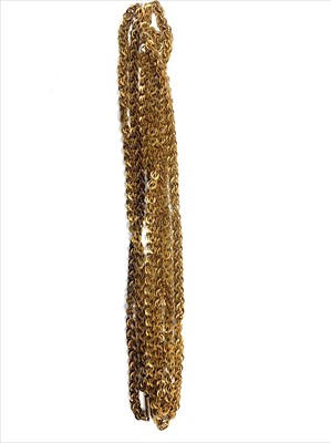 Lot 2492 - A gold long guard divided into two necklaces...