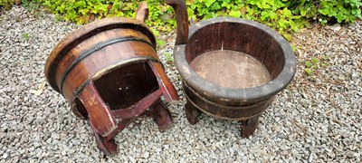 Lot 55 - A pair of Chinese coopered softwood planters.