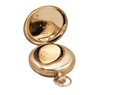 Lot 242 - A 9k rose gold keyless wind open face lever pocket watch, retailed by Wearne & Son, Helston.