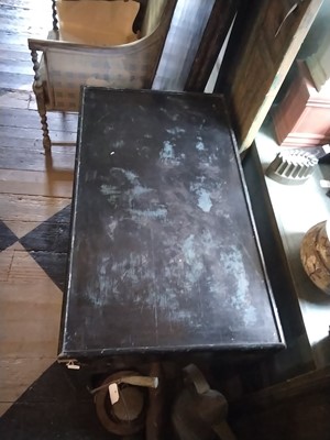 Lot 57 - Lyn Le Grice, A black painted and stencilled side table or stand.