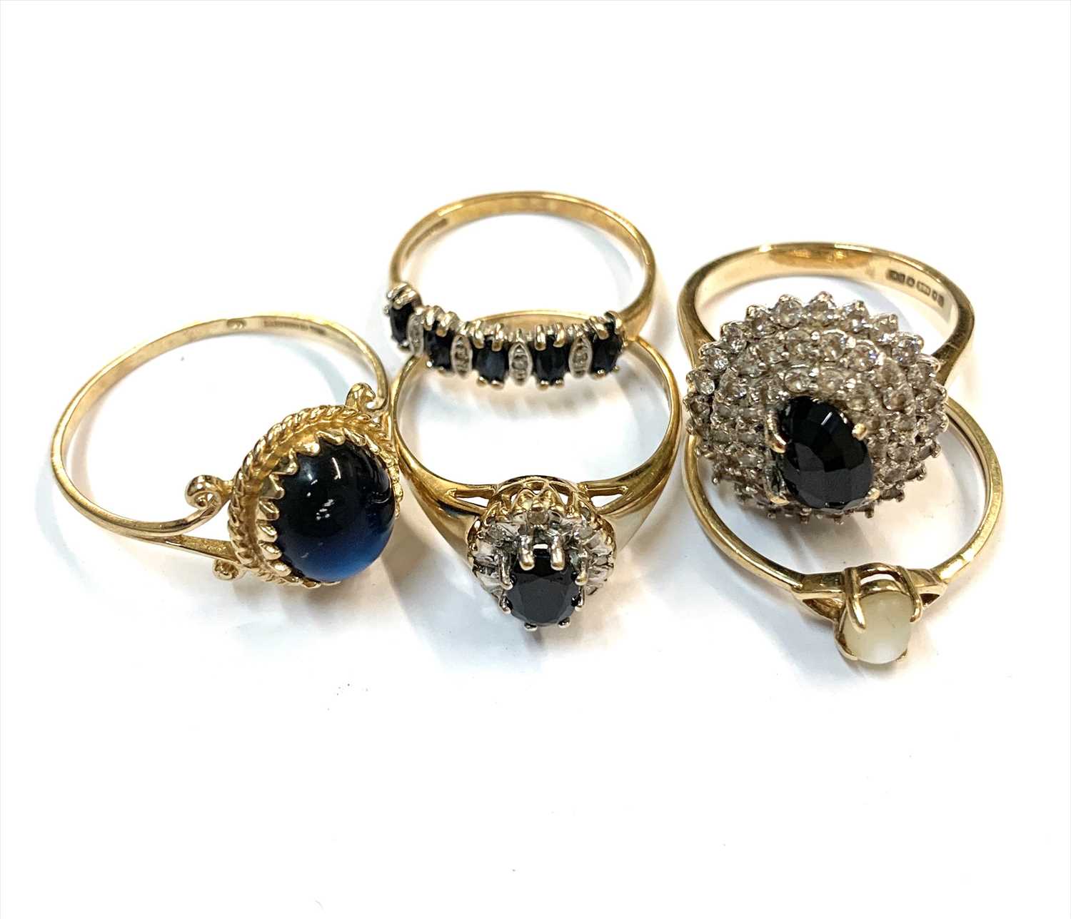 Lot 2501 - Five 9ct gold dress rings