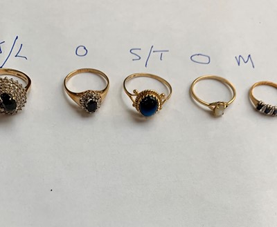 Lot 2501 - Five 9ct gold dress rings