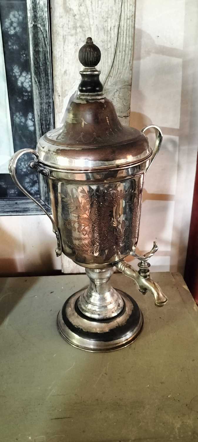 Lot 70 - A Victorian Loysel's Patent silver plated tea urn or samovar.