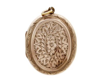 Lot 24 - A Victorian 9k gold back and front locket pendant.