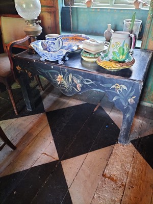 Lot 58 - Lyn Le Grice, A stencil decorated, painted pine side table.