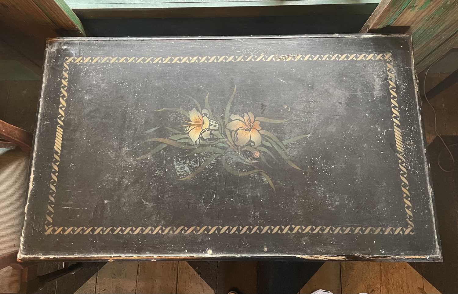 Lot 58 - Lyn Le Grice, A stencil decorated, painted pine side table.