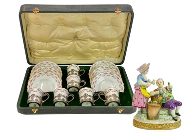 Lot 475 - A Mappin & Webb and Aynsley silver mounted cased coffee set