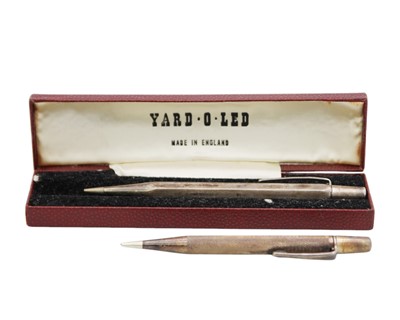 Lot 109 - Two silver Yard 'o' Led propelling pencils within fitted case with papers.