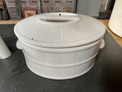 Lot 78 - A White ironstone oval butter dish and cover.