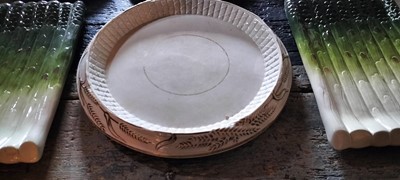 Lot 80 - A Victorian gilt decorated circular bread plate.