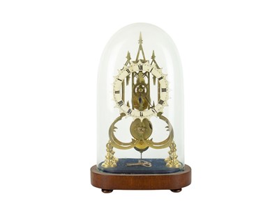 Lot 792 - A brass cathedral skeleton clock.