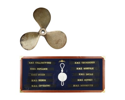 Lot 290 - A framed collection of Royal Navy cap tallies.
