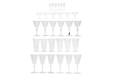 Lot 430 - A suite of cut glassware with etched floral decoration.