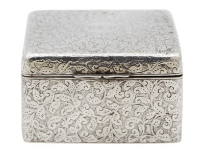 Lot 123 - A Victorian silver hinge lidded trinket box by A & J Zimmerman Ltd.