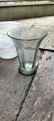 Lot 87 - Two similar graduated heavy cut glass column candlesticks.