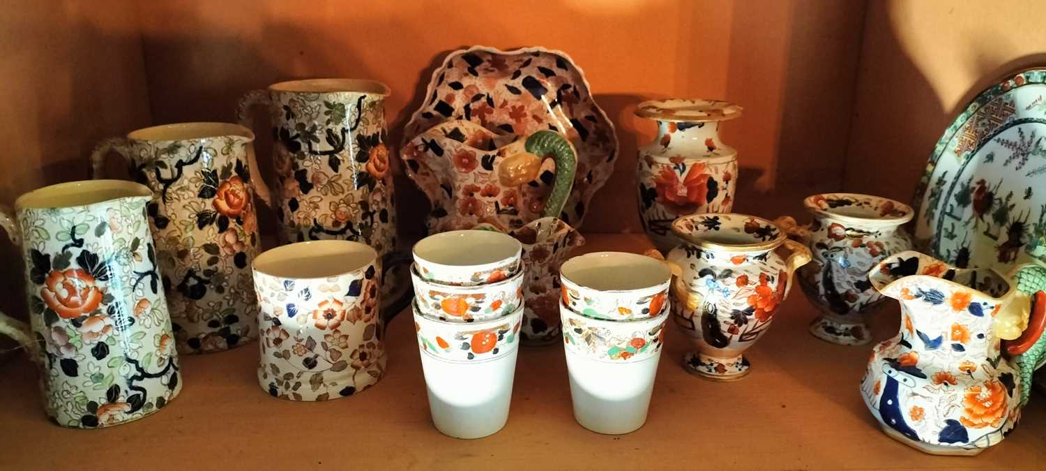 Lot 89 - A Shelf of 19th century and later pottery.