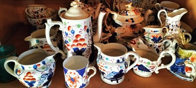 Lot 90 - Two shelves of Gaudy Welsh and other china.
