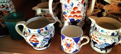 Lot 90 - Two shelves of Gaudy Welsh and other china.