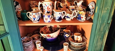 Lot 90 - Two shelves of Gaudy Welsh and other china.