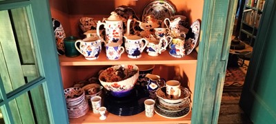 Lot 90 - Two shelves of Gaudy Welsh and other china.